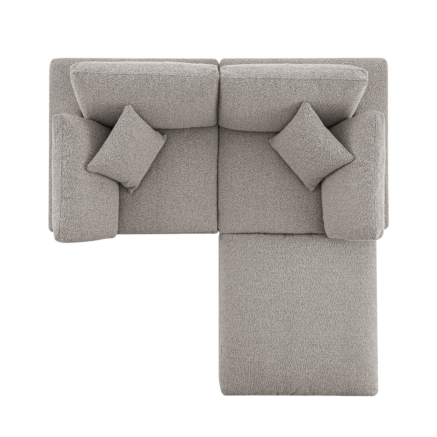 Canapé modulaire Lutyens Boucle Taupe, méridienne 2 pièces