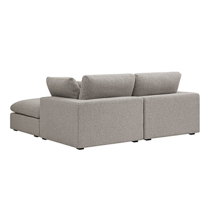 Canapé modulaire Lutyens Boucle Taupe, méridienne 2 pièces