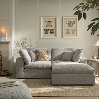 Canapé modulaire Lutyens Boucle Taupe, méridienne 2 pièces