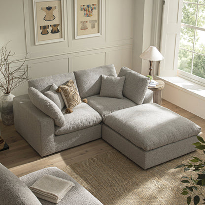 Canapé modulaire Lutyens Boucle Taupe, méridienne 2 pièces