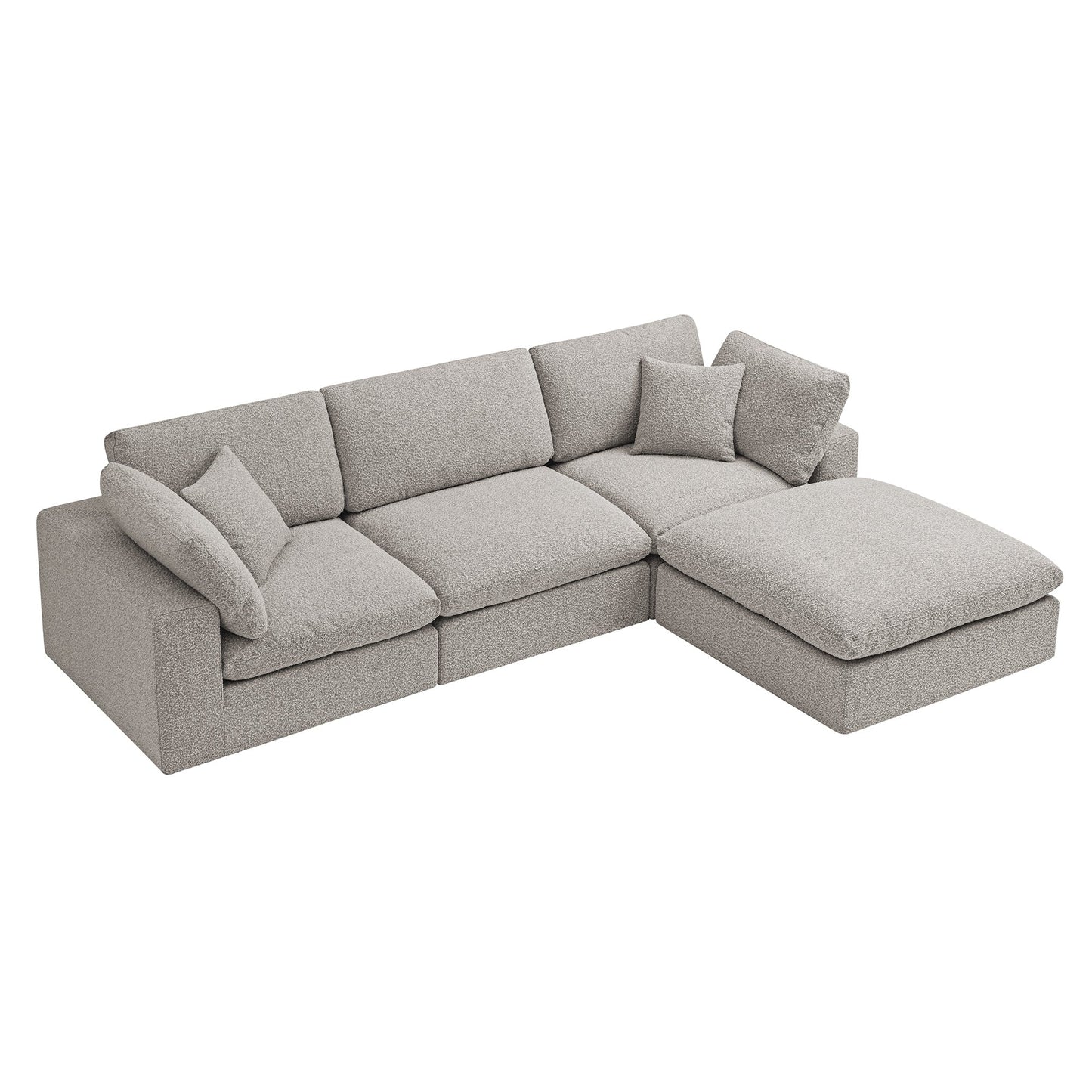 Canapé modulaire Lutyens Boucle Taupe, méridienne 3 pièces