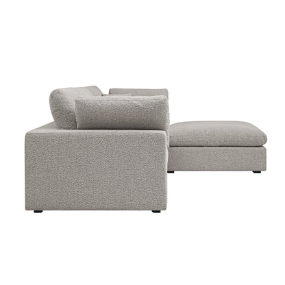 Canapé modulaire Lutyens Boucle Taupe, méridienne 3 pièces