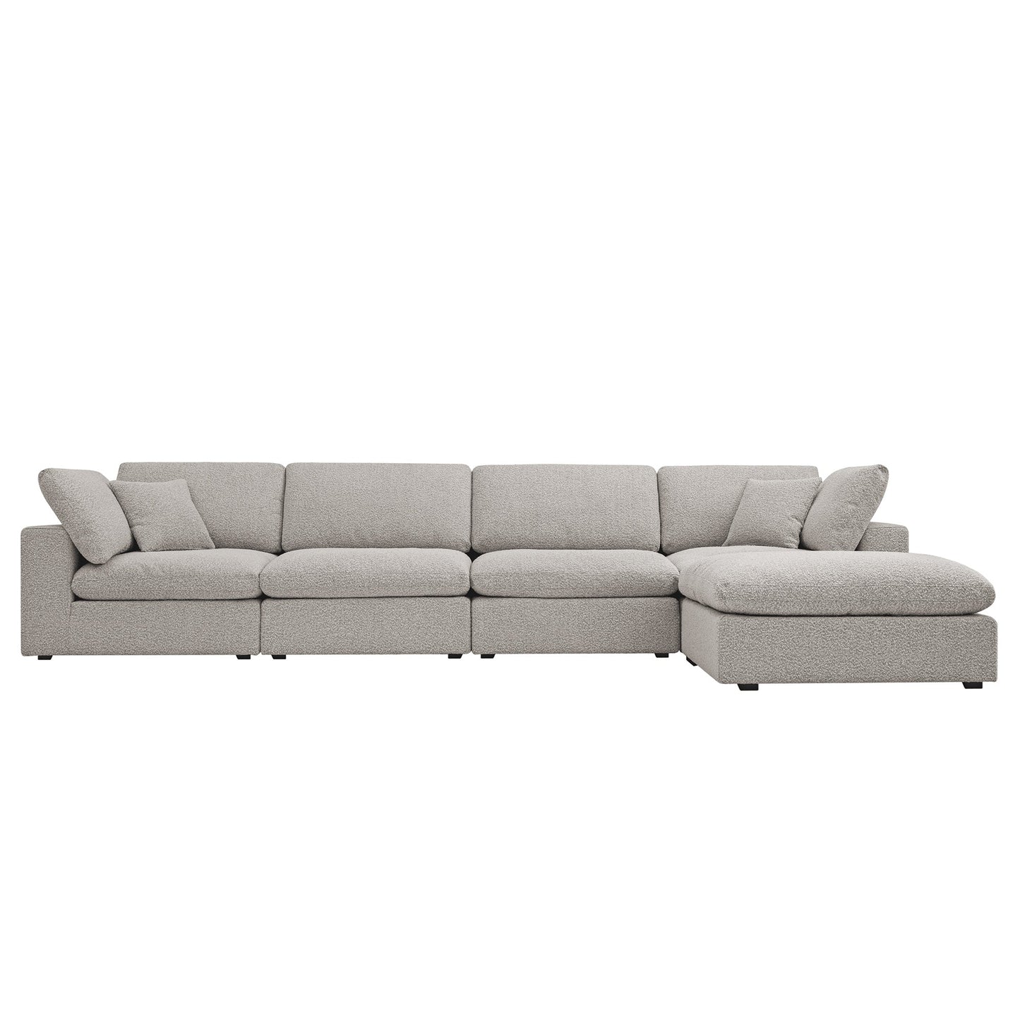 Canapé modulaire Lutyens Boucle Taupe, méridienne 4 pièces