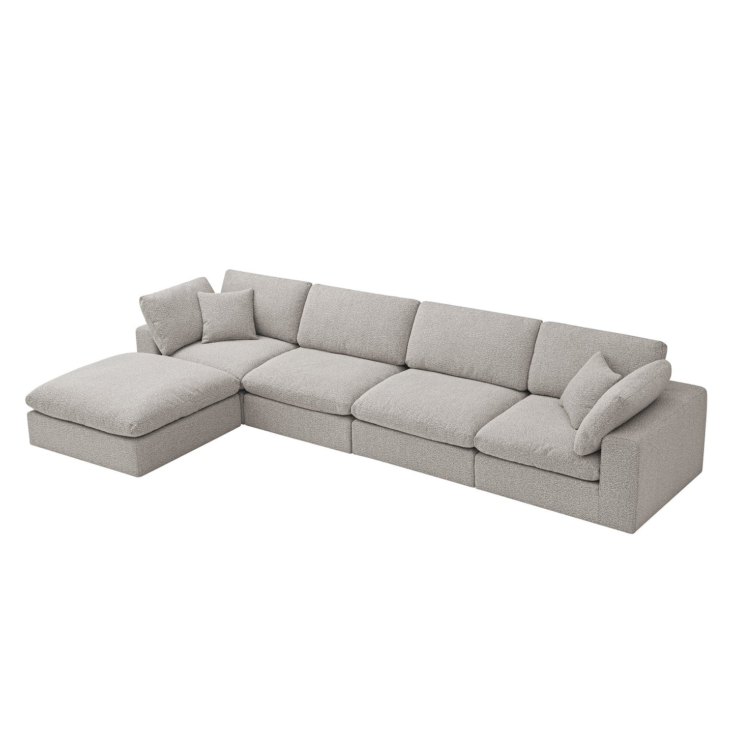 Canapé modulaire Lutyens Boucle Taupe, méridienne 4 pièces