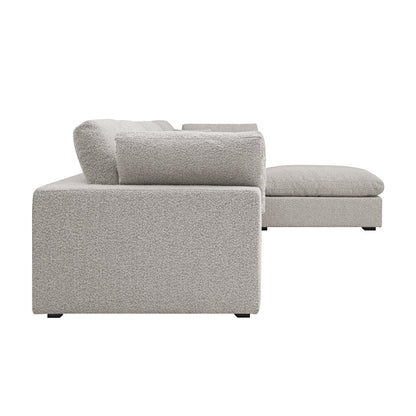 Canapé modulaire Lutyens Boucle Taupe, méridienne 4 pièces