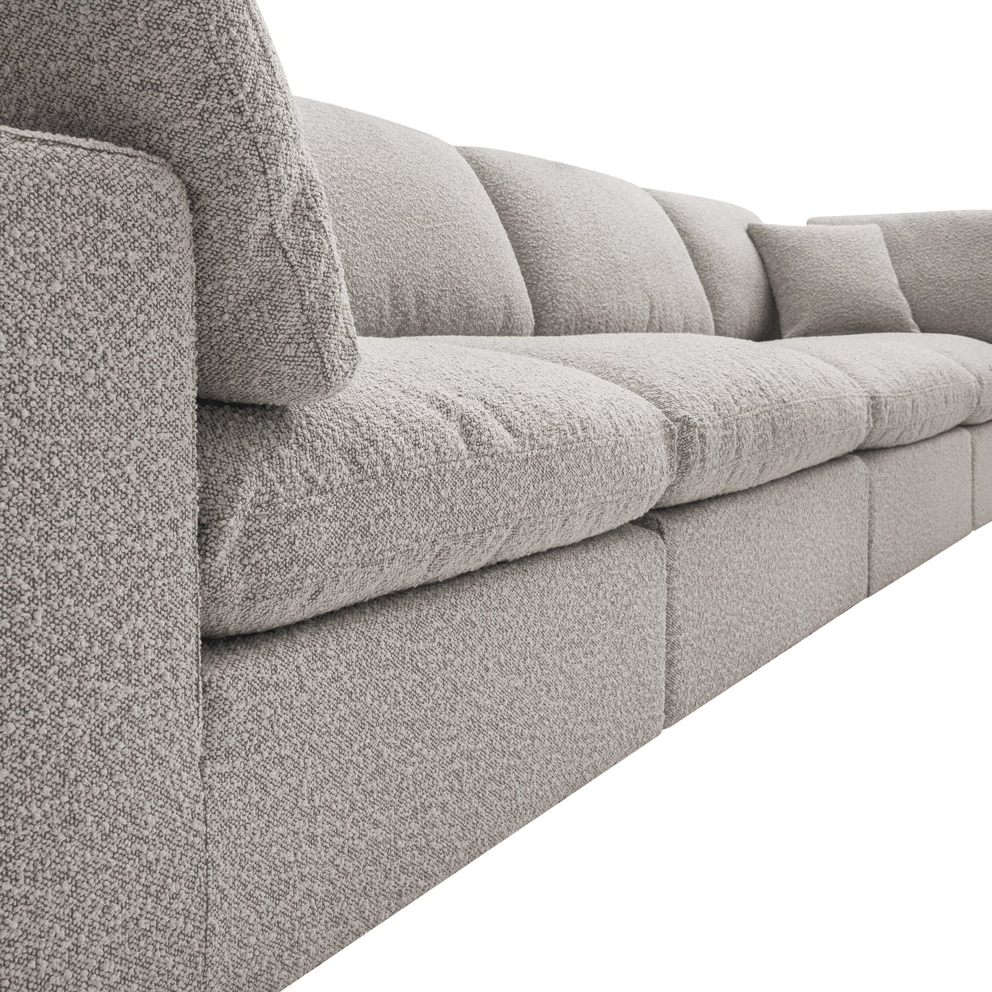 Canapé modulaire Lutyens Boucle Taupe, méridienne 4 pièces