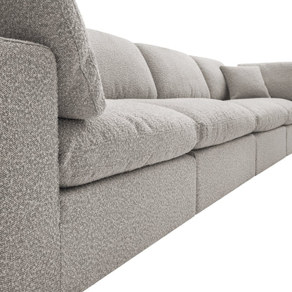 Canapé modulaire Lutyens Boucle Taupe, méridienne 4 pièces