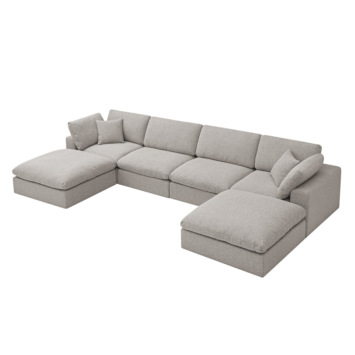 Canapé modulaire Lutyens Taupe Boucle, ensemble de 6 pièces en forme de U