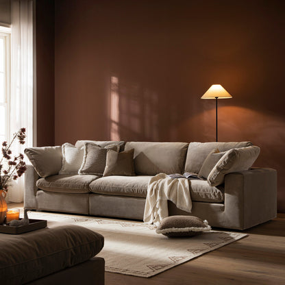 Canapé modulaire en velours taupe Lutyens, 3 pièces