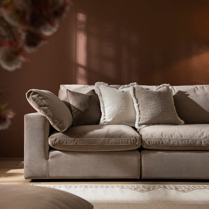 Canapé modulaire en velours taupe Lutyens, 3 pièces