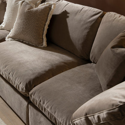 Canapé modulaire en velours taupe Lutyens, 3 pièces