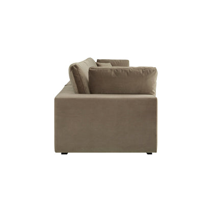 Canapé modulaire en velours taupe Lutyens, 4 pièces