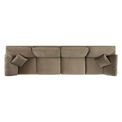 Canapé modulaire en velours taupe Lutyens, 4 pièces