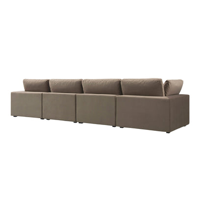 Canapé modulaire en velours taupe Lutyens, 4 pièces