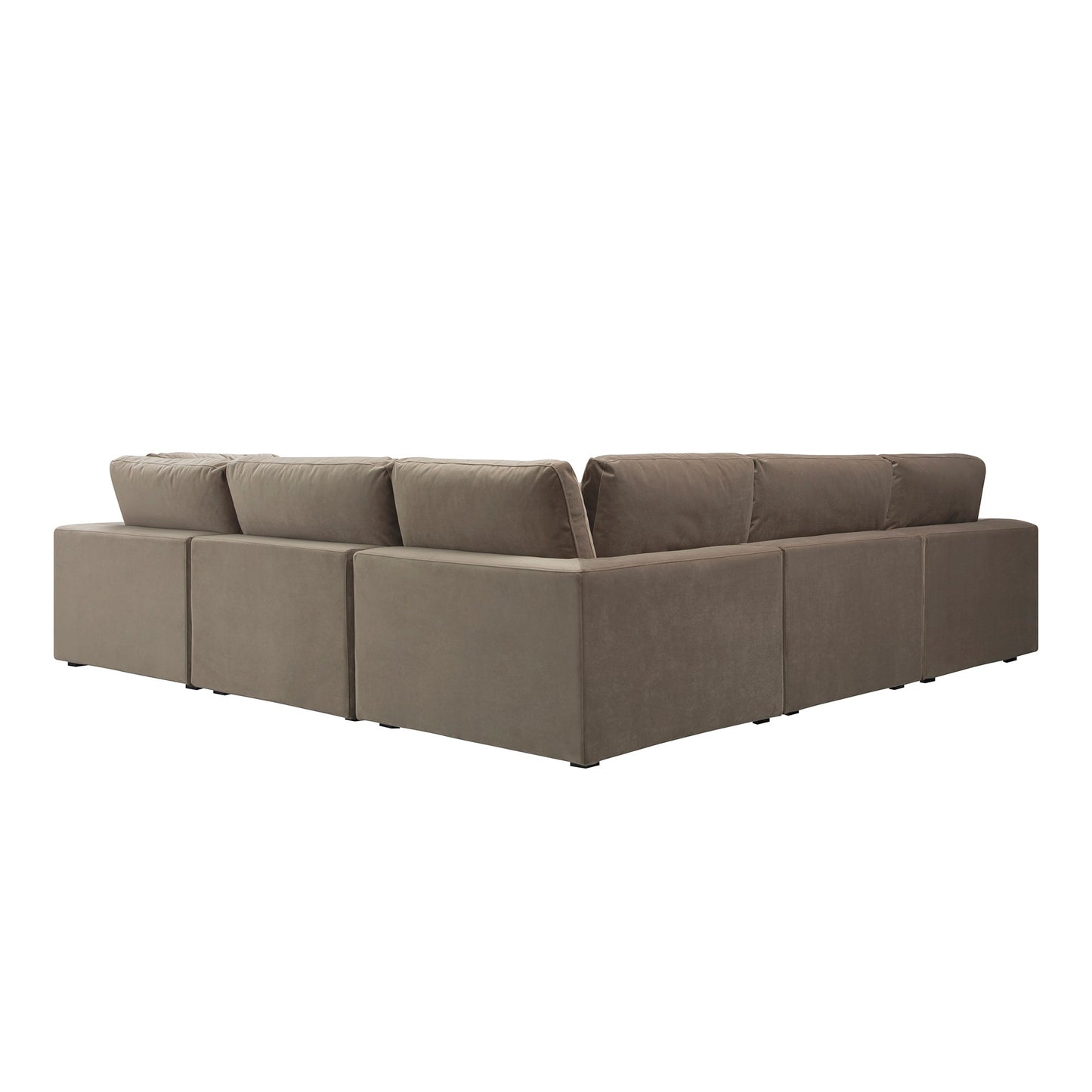 Canapé d'angle modulaire Lutyens en velours taupe, ensemble de 5 pièces