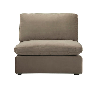 Canapé modulable en velours taupe Lutyens, assise sans accoudoirs
