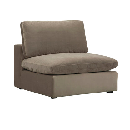 Canapé modulable en velours taupe Lutyens, assise sans accoudoirs