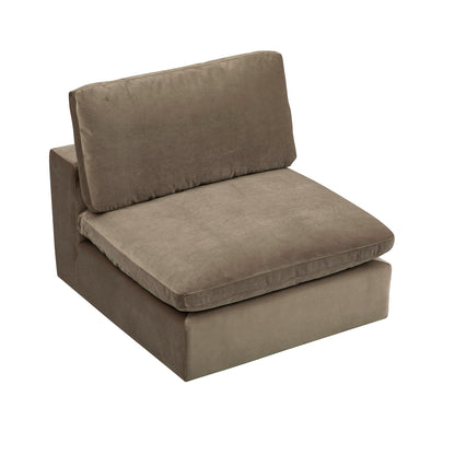 Canapé modulable en velours taupe Lutyens, assise sans accoudoirs