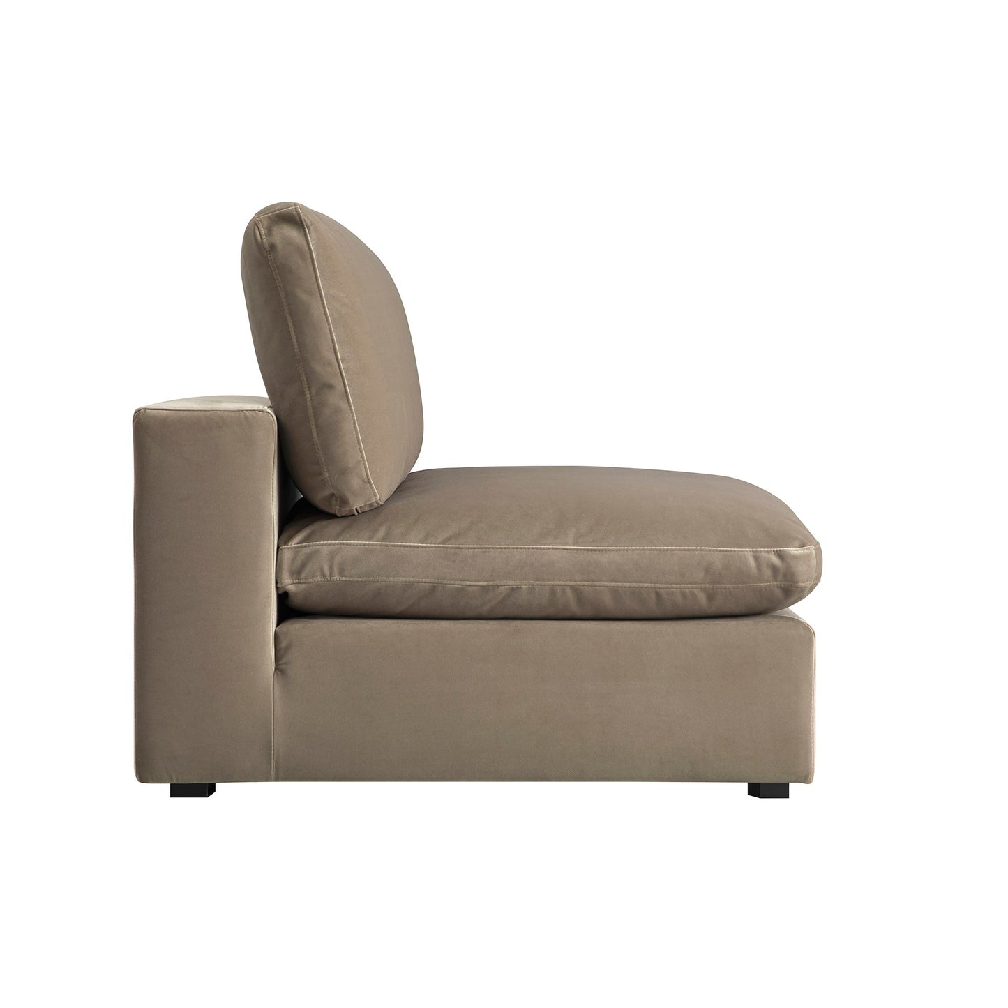 Canapé modulable en velours taupe Lutyens, assise sans accoudoirs