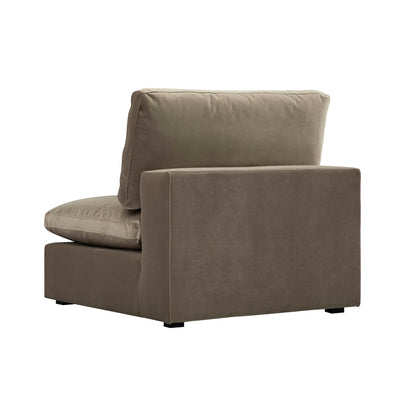 Canapé modulable en velours taupe Lutyens, assise sans accoudoirs