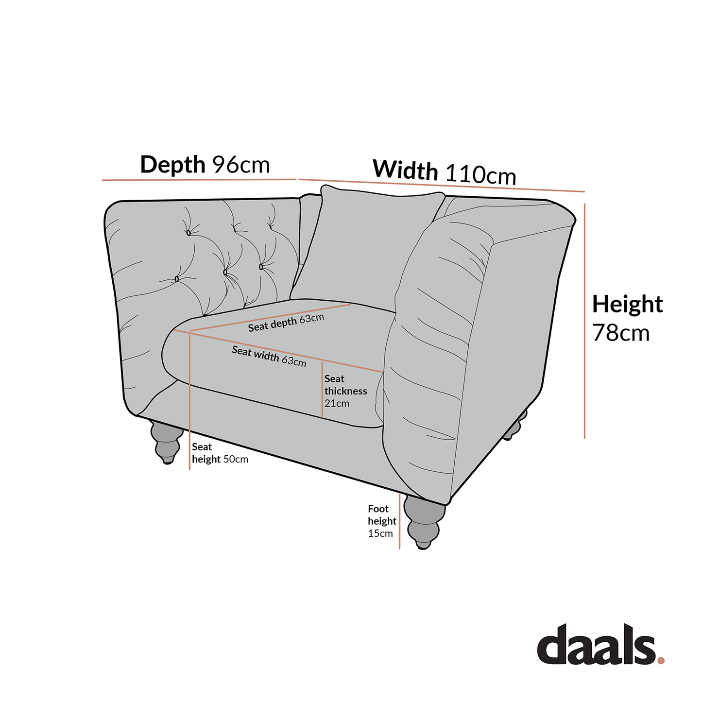 Fauteuil Chesterfield Ashby, velours bleu égéen