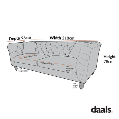 Grand canapé 3 places Ashby Chesterfield, chenille gris brume