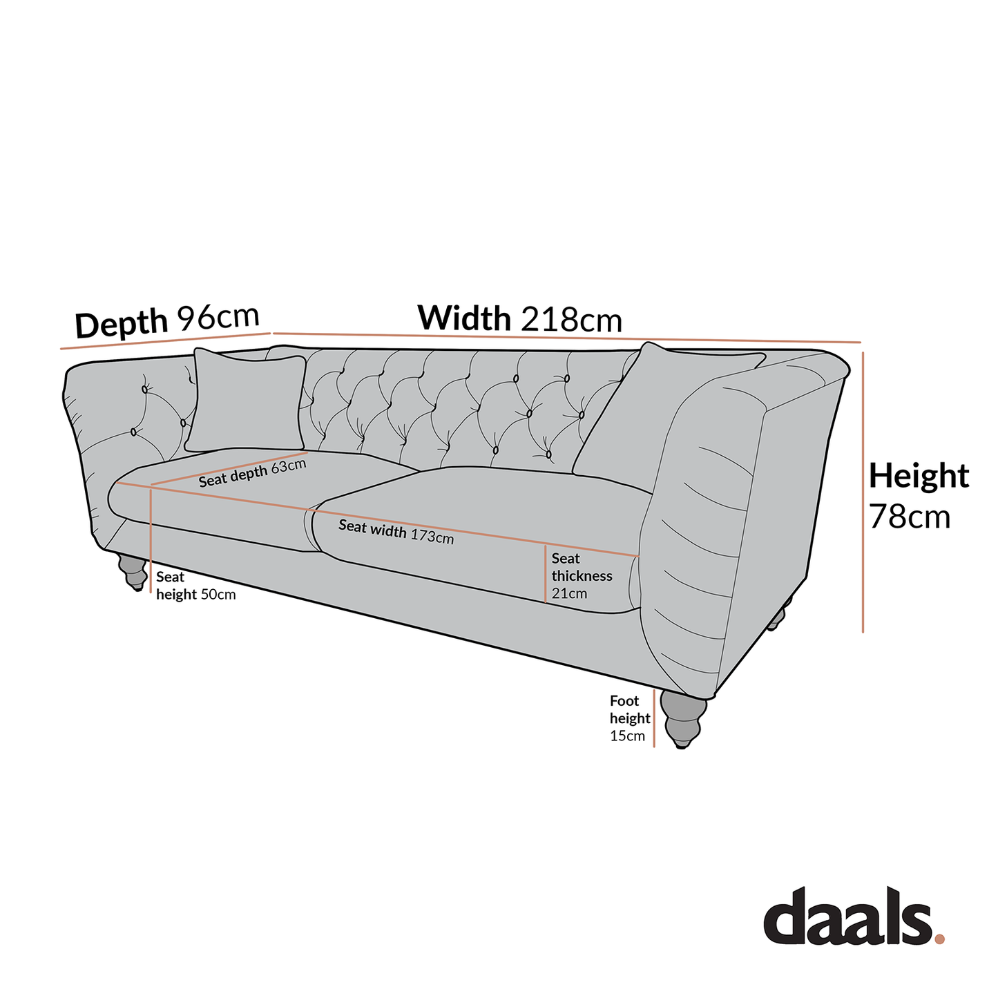 Grand canapé 3 places Ashby Chesterfield, velours vert fougère