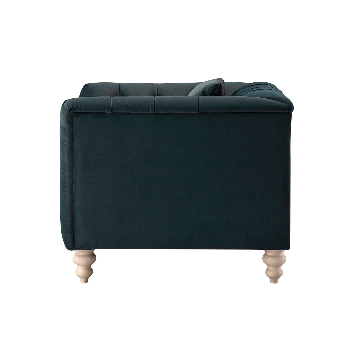 Fauteuil Chesterfield Ashby, velours bleu égéen