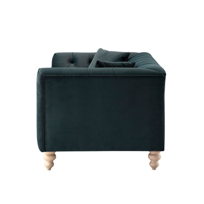 Canapé 2 places Ashby Chesterfield, velours bleu égéen