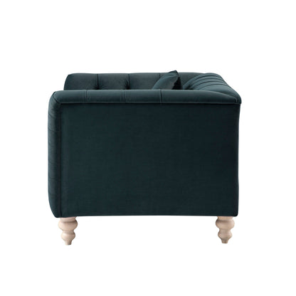 Causeuse Ashby Chesterfield, velours bleu égéen