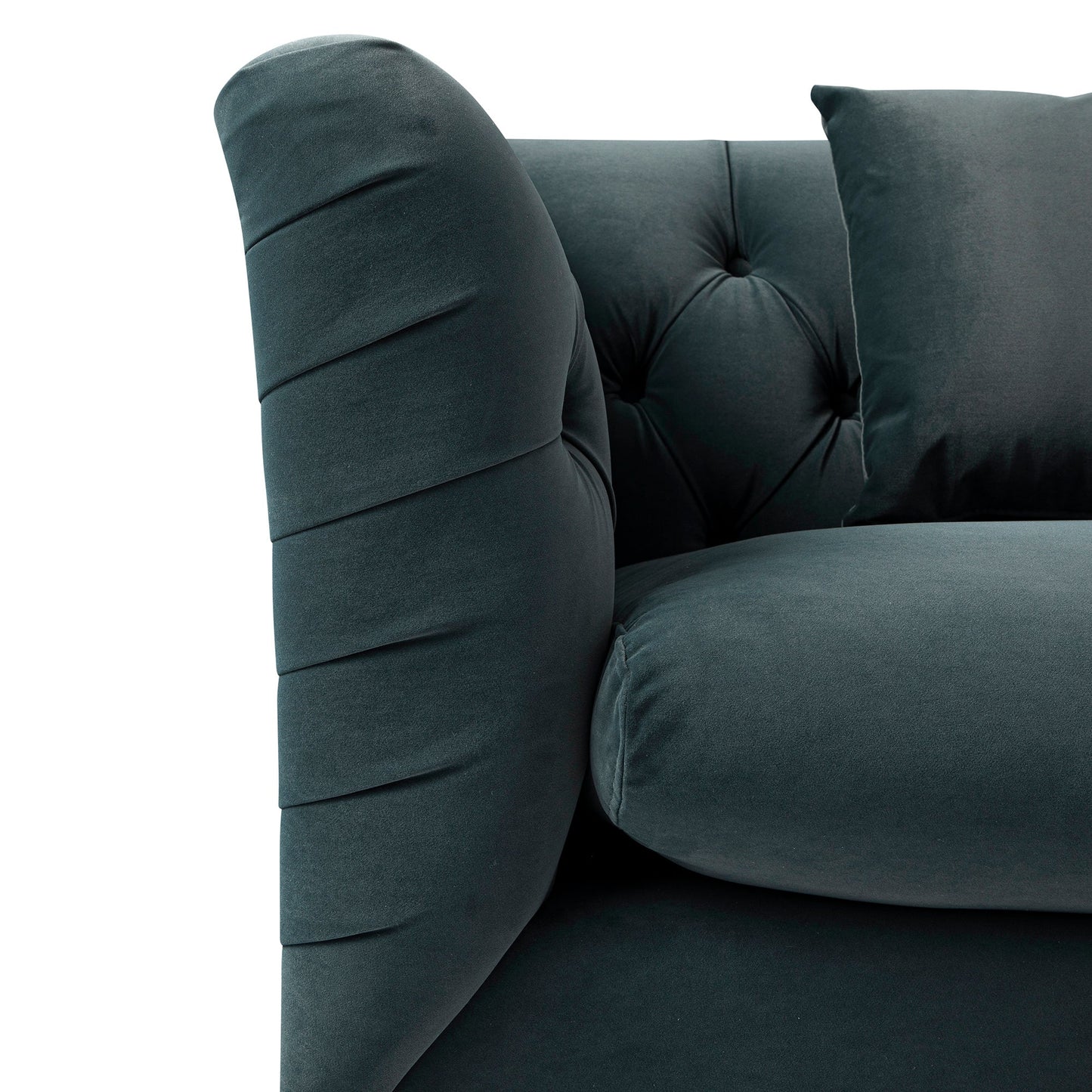 Causeuse Ashby Chesterfield, velours bleu égéen