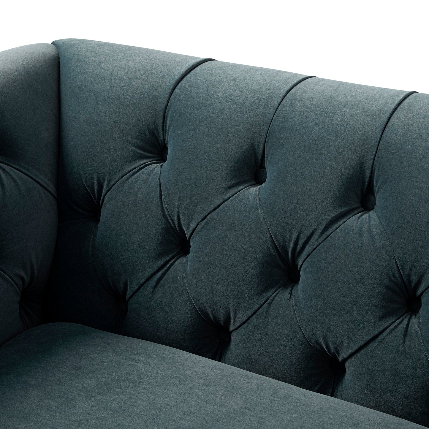 Causeuse Ashby Chesterfield, velours bleu égéen