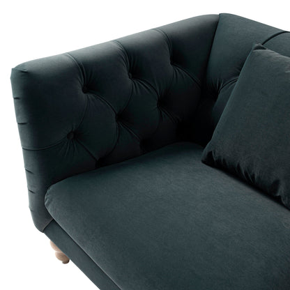 Causeuse Ashby Chesterfield, velours bleu égéen