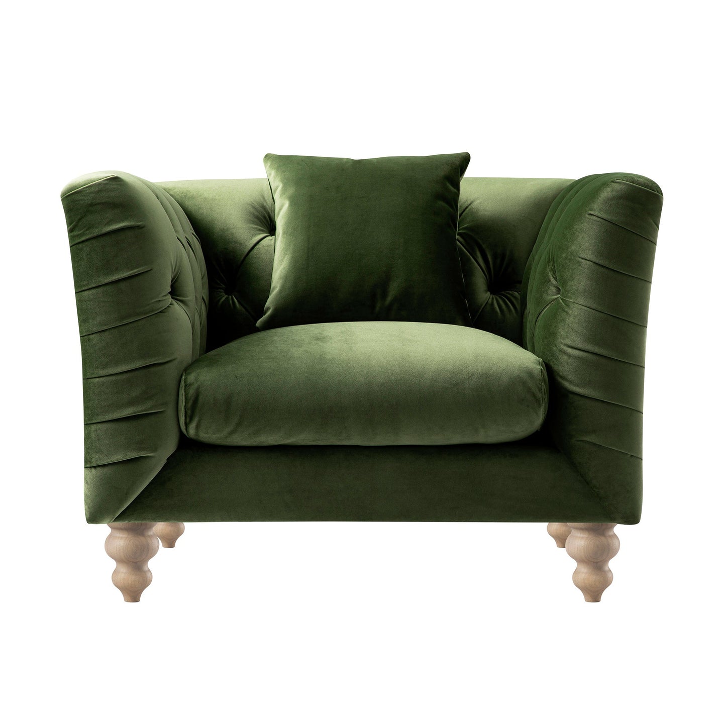 Fauteuil Chesterfield Ashby, velours vert fougère