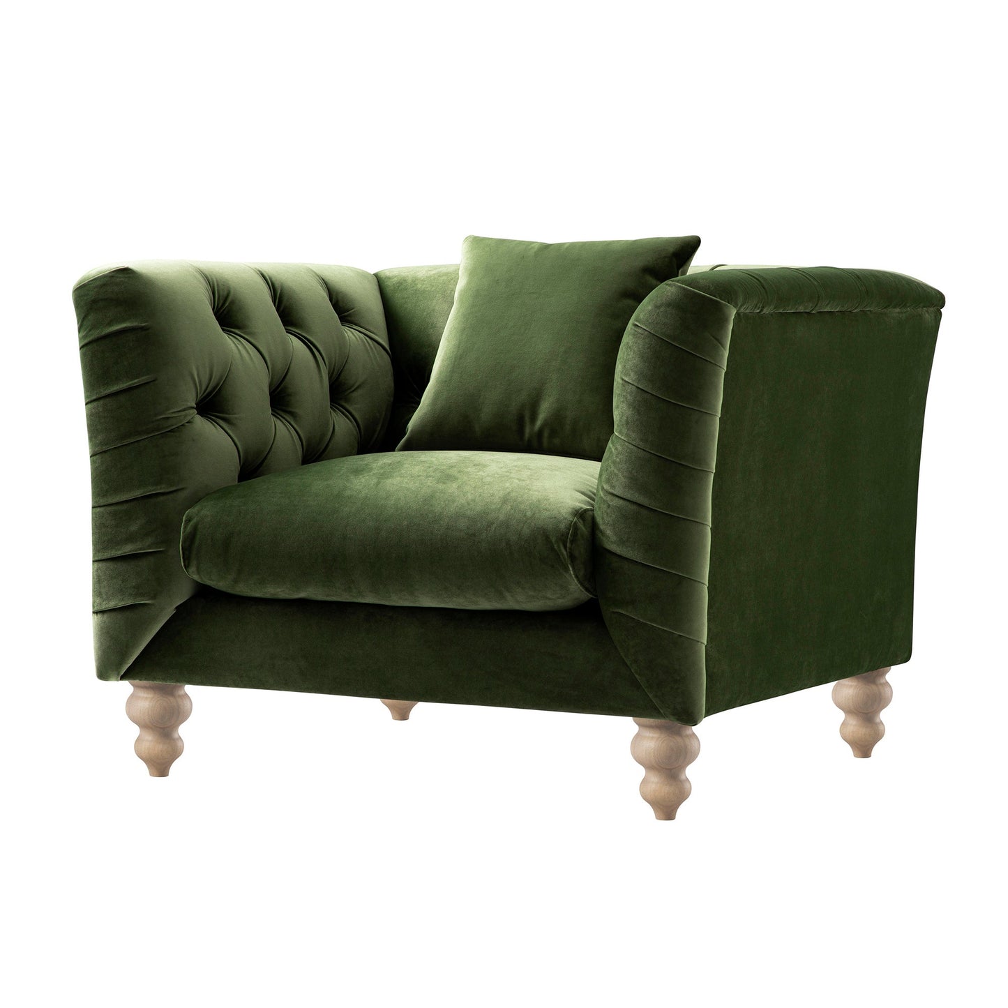 Fauteuil Chesterfield Ashby, velours vert fougère
