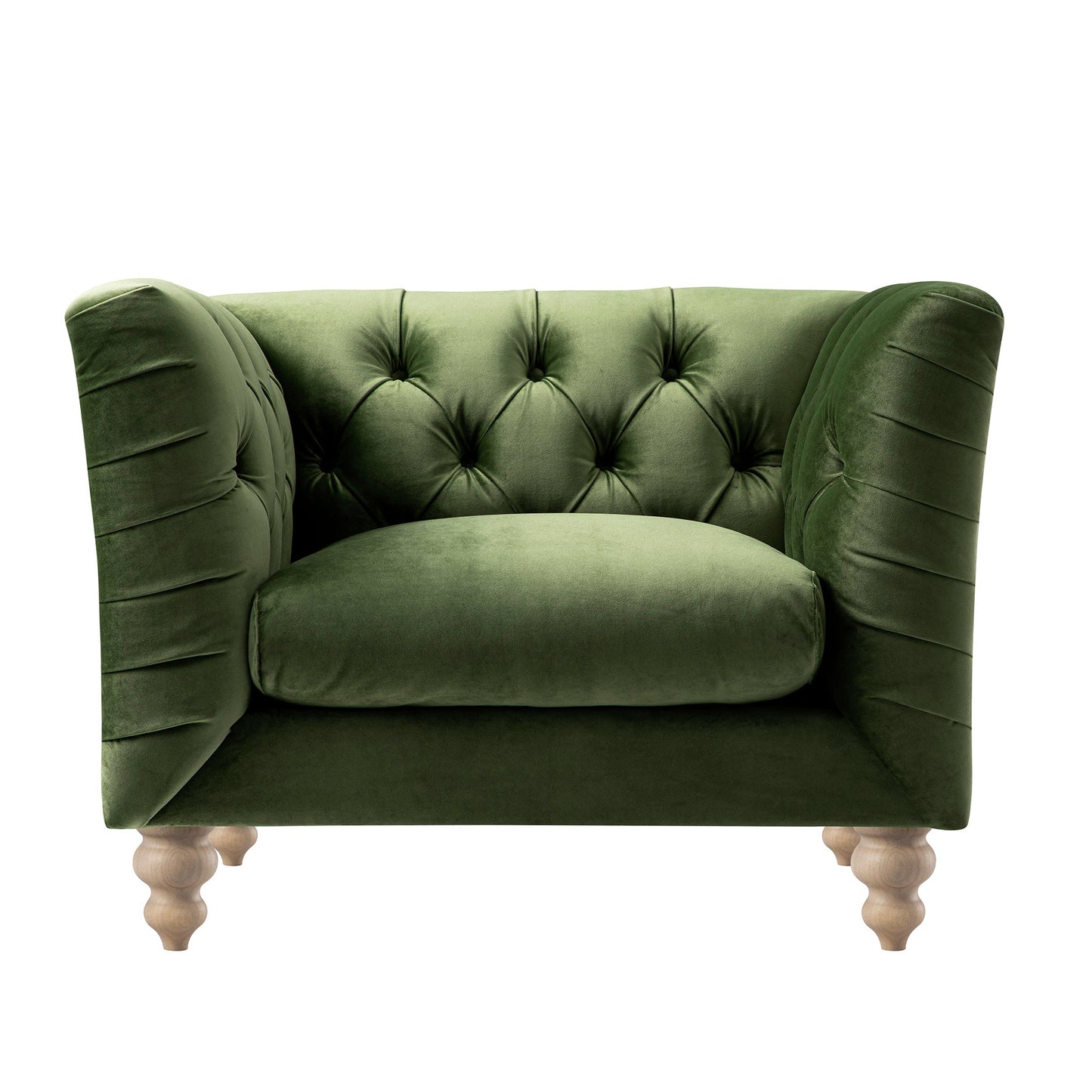 Fauteuil Chesterfield Ashby, velours vert fougère