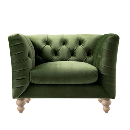 Fauteuil Chesterfield Ashby, velours vert fougère