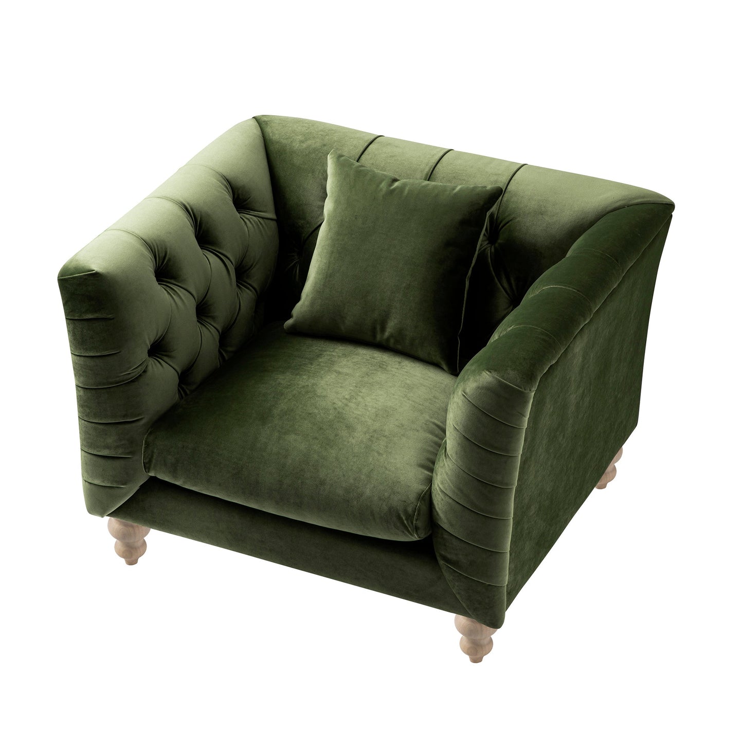 Fauteuil Chesterfield Ashby, velours vert fougère