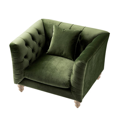 Fauteuil Chesterfield Ashby, velours vert fougère