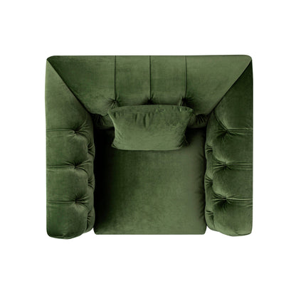 Fauteuil Chesterfield Ashby, velours vert fougère