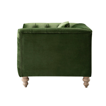 Fauteuil Chesterfield Ashby, velours vert fougère