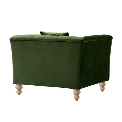 Fauteuil Chesterfield Ashby, velours vert fougère