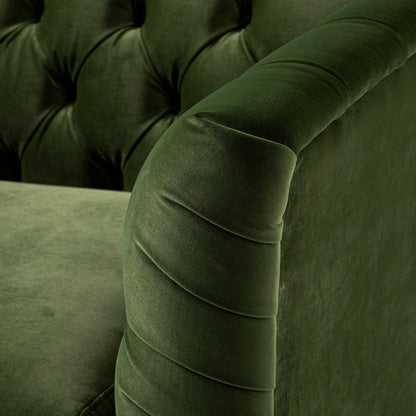 Fauteuil Chesterfield Ashby, velours vert fougère