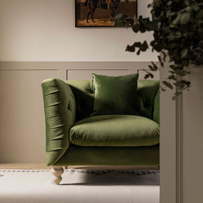 Fauteuil Chesterfield Ashby, velours vert fougère