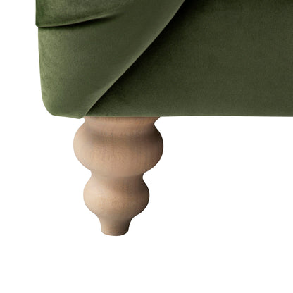 Grand canapé 3 places Ashby Chesterfield, velours vert fougère