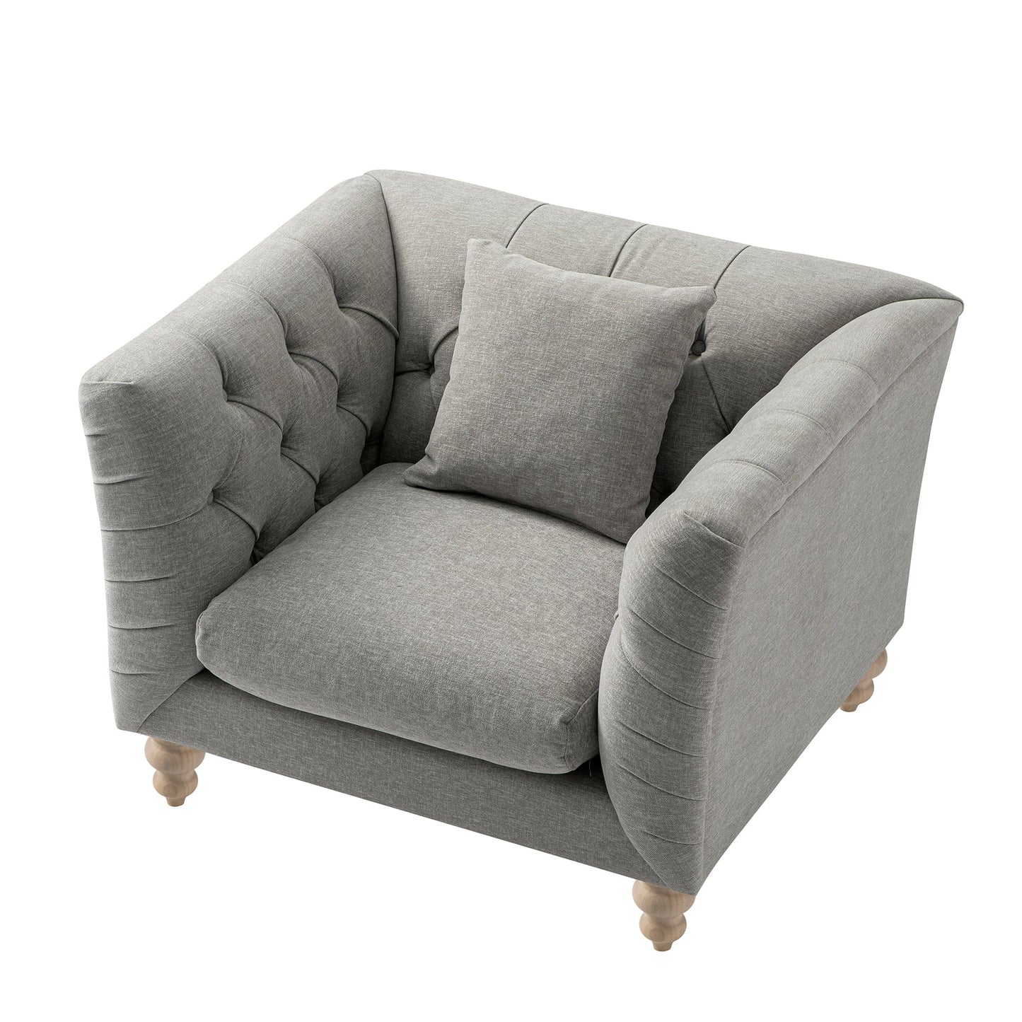 Fauteuil Chesterfield Ashby, chenille gris brume