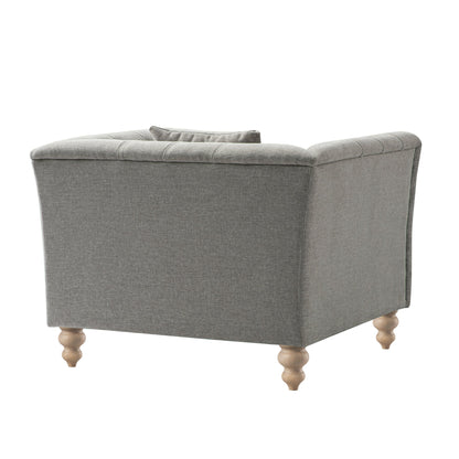 Fauteuil Chesterfield Ashby, chenille gris brume