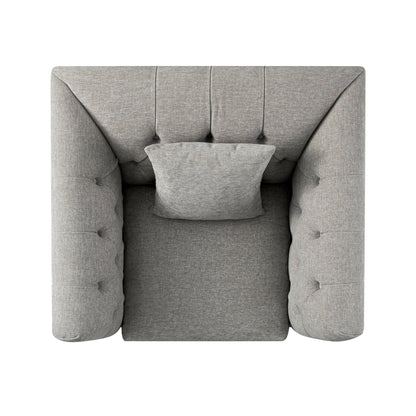 Fauteuil Chesterfield Ashby, chenille gris brume