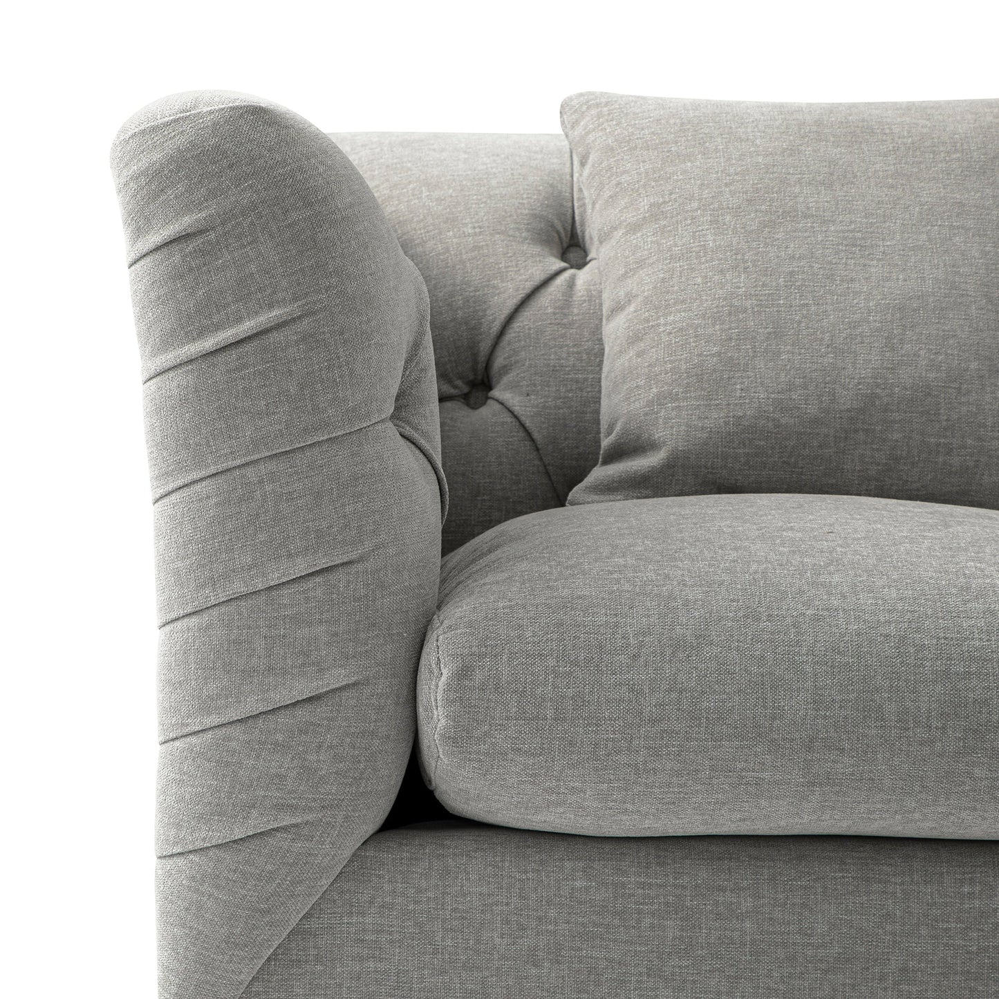 Fauteuil Chesterfield Ashby, chenille gris brume