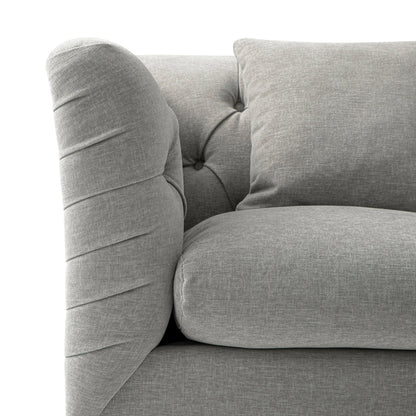 Fauteuil Chesterfield Ashby, chenille gris brume